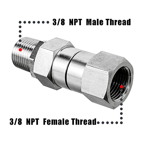 Raincovo Pressure Washer Swivel, 3/8 Inch NPT Thread Pressure Washer Fittings, 5000 PSI, Stainless Steel - Image 2
