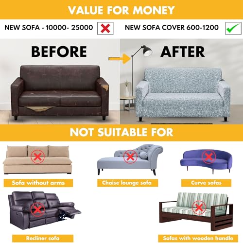 Bigkart Elastic Sofa Covers for 2 Seater Sofas | Polyster-Spandex, Stretchable, Sofa Covers for Single, Double and Triple Seater Sofas - Image 5