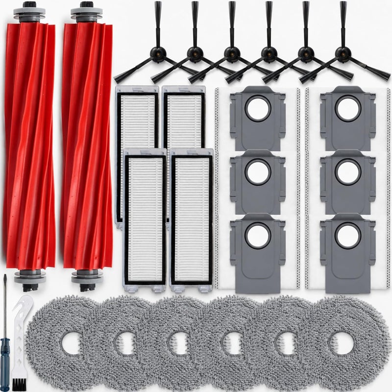 Bluearks 19Pcs Replacement Parts for Roborock Q Revo【Not for Qrevo S/Pro/Plus/MaxV】 Q Revo Vacuum Cleaner Accessories Kit,1 Main Brush 4 Mop Pads 4 Side Brush 4 Hepa Filters 6 Vacuum Bags - Image 1