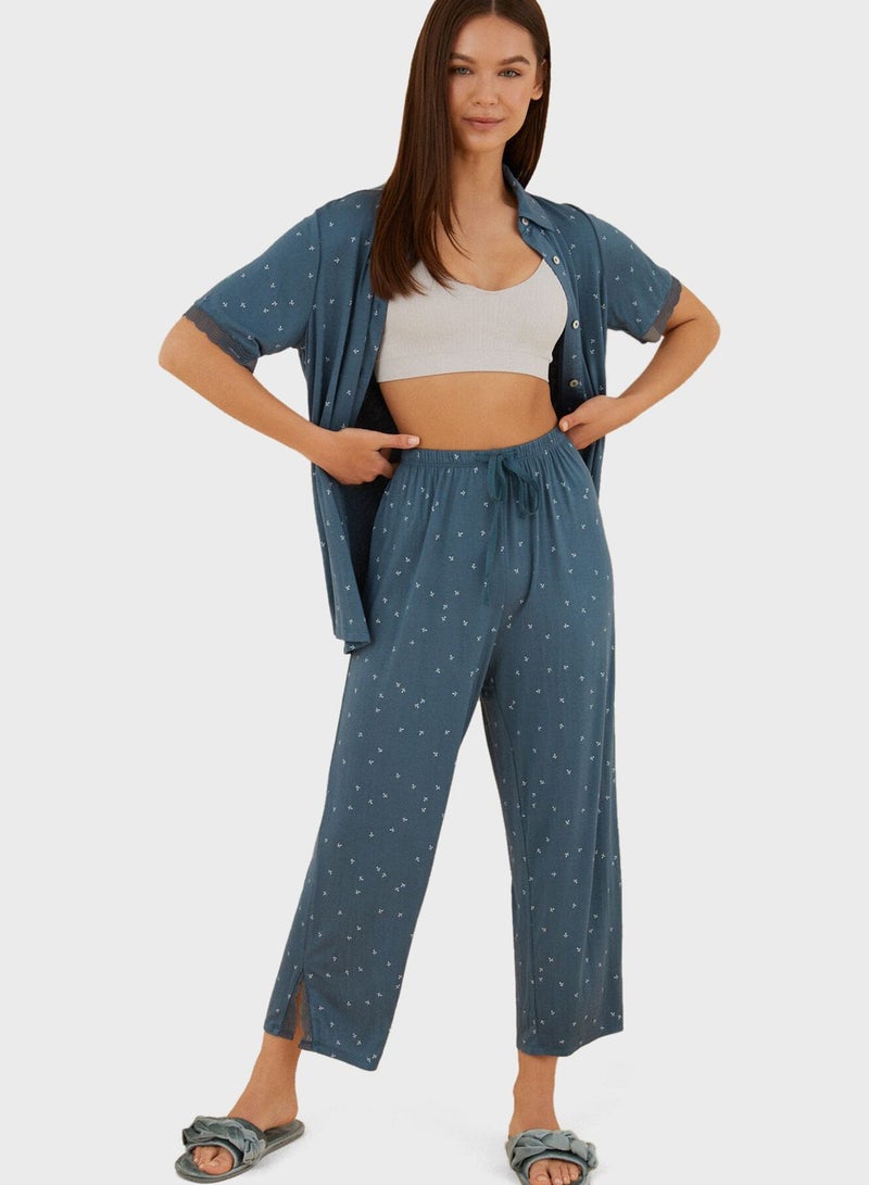 ومن سيكريت بيجاما مطبعة بخصر عالي - Image 1