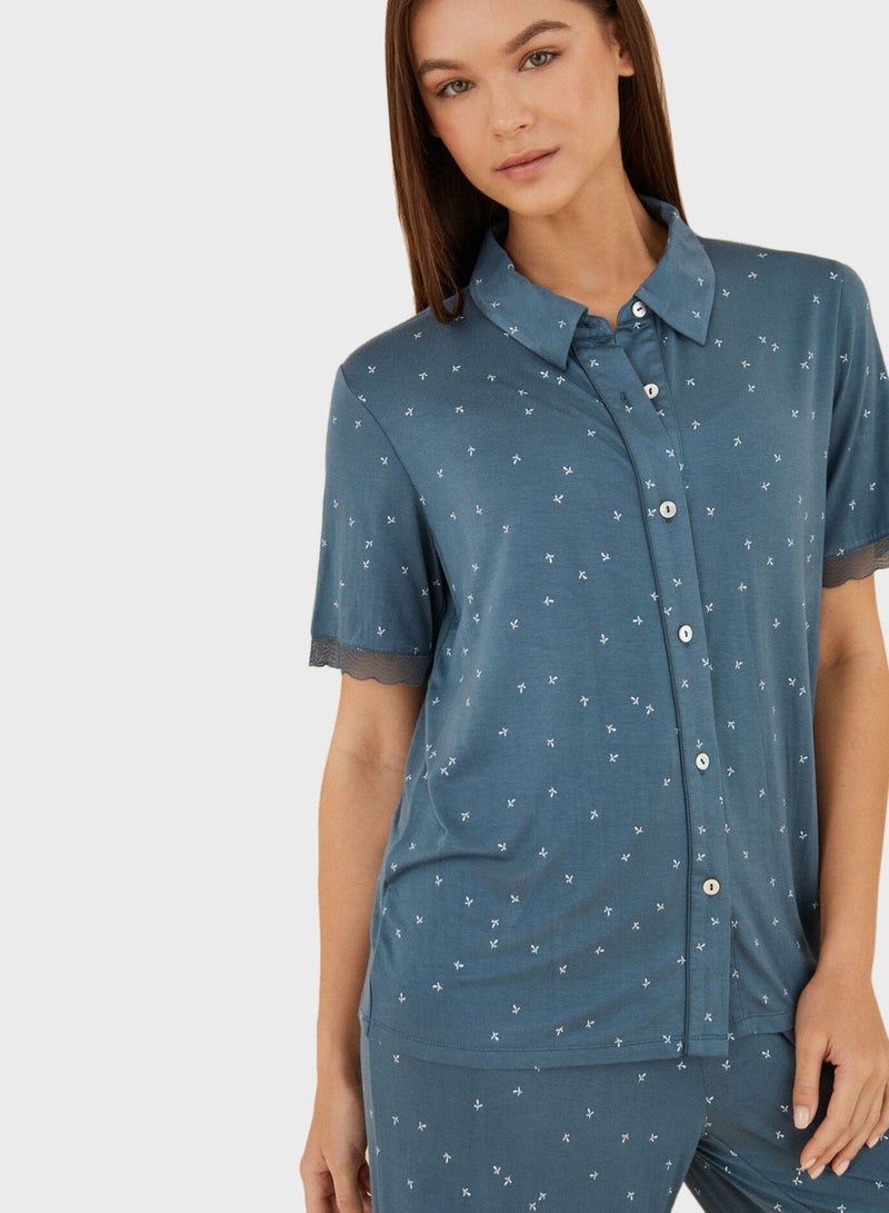 ومن سيكريت بيجاما مطبعة بخصر عالي - Image 3