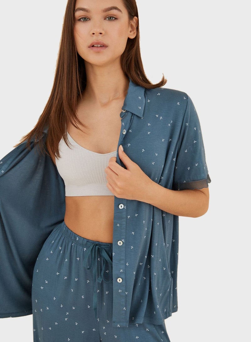 ومن سيكريت بيجاما مطبعة بخصر عالي - Image 4