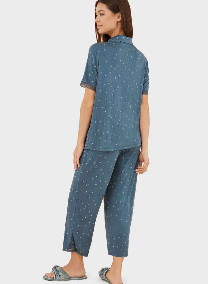 ومن سيكريت بيجاما مطبعة بخصر عالي - Image 2