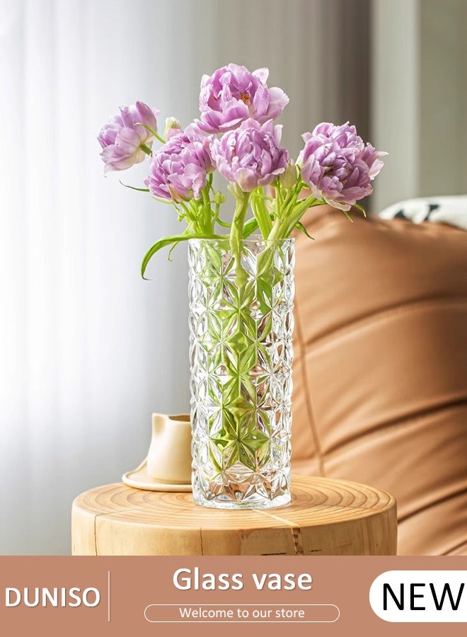 DUNISO مزهرية زجاجية شفافة إبداعية زخرفية صغيرة للزهور مزهرية نباتات مائية زينة مكتبية حديثة مزهرية غير منتظمة للزهور الوردية للمنزل والمكتب - Image 1