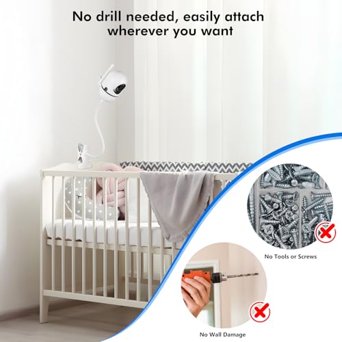 Annkoifu Baby Monitor Mount Compatible with HelloBaby HB65/HB40/HB6550/HB6148/ HB6560/ HB66/ HB6339/ HB6550 Pro, ANMEATE SM935E, Flexible Baby Camera Holder Crib Mount for Hellobaby Monitor - Image 4
