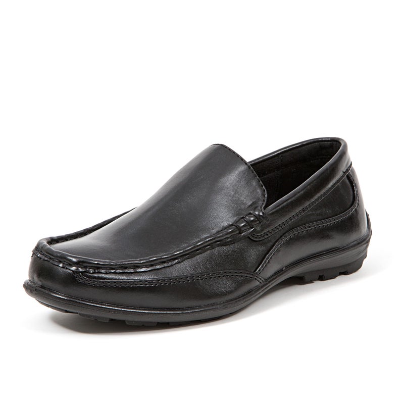 Deer Stags Boys Booster Driving Moc SlipOn Loafer Flats Dress Shoes Loafer Flats Dress ShoesBlack 2 Little KidMedium