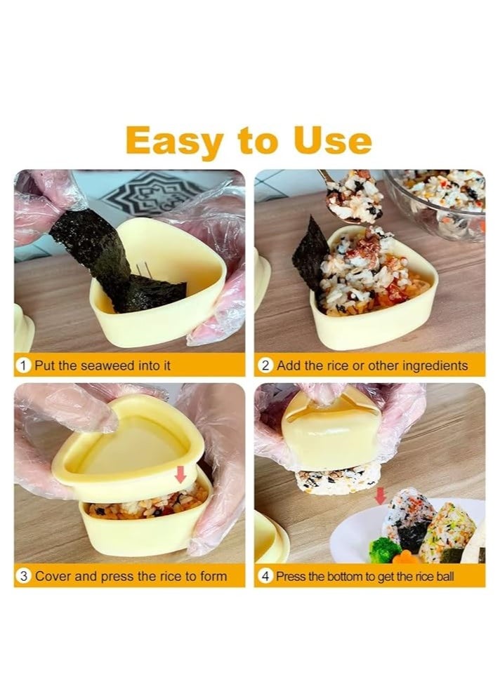 Onigiri Mold, 3 Pack Rice Mold Musubi Maker Kit, Musubi Maker Press, Classic Triangle Rice Ball Mold Maker Sushi Mold for Kid Lunch Bento, Home DIY