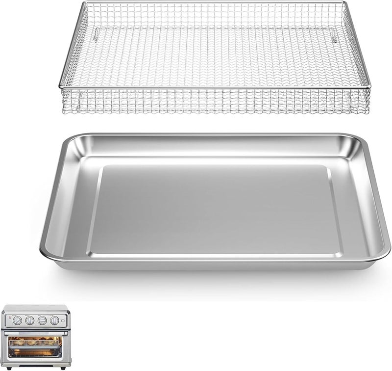 SettleDown Stainless Steel Air Fryer Basket and Tray,Compatible with Cuisinart TOA-60 TOA-65 TOA-70 Toaster Air Fryer Convection Oven - Image 1