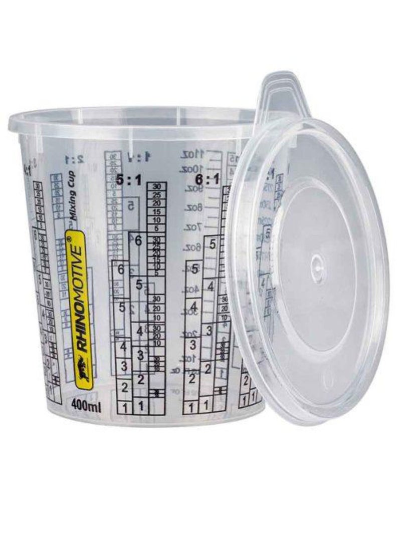 RHINOMOTIVE RHINOMOTIVE Expert paint mixing Cups 400 ML 200Cups and 16 Lids  - Image 1