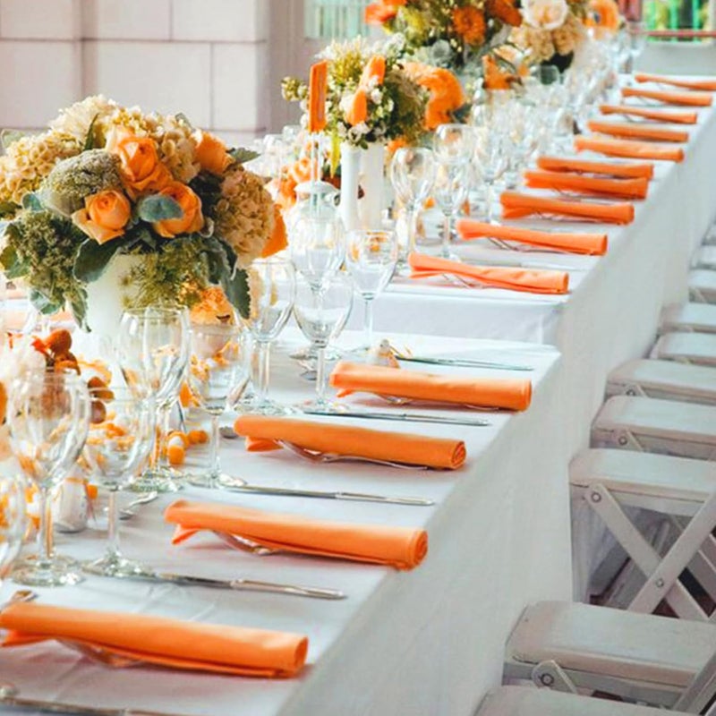 Wonlex Thanksgiving Cloth Napkins Set of 4 Orange Fall 100 Cotton Dinner Napkins 18x18 Inches Washable With Hemmed Edges Reusable for Table Decor Events Weddings - Image 2
