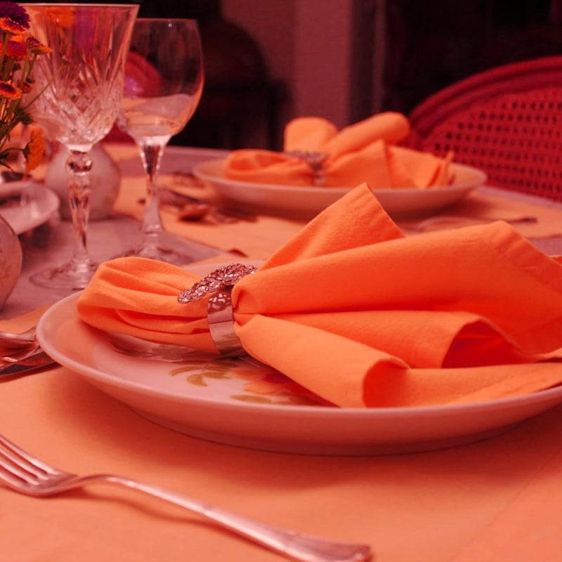 Wonlex Thanksgiving Cloth Napkins Set of 4 Orange Fall 100 Cotton Dinner Napkins 18x18 Inches Washable With Hemmed Edges Reusable for Table Decor Events Weddings - Image 3