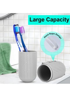 UCEC UCEC Toothbrush Case for Traveling, Portable Toothbrush Holders Travel Case, Toothbrush Holders for Travel, Camp, Home, School, Business, Bathroom, 2 Pack (Grey, White)  - Image 3