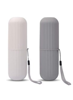 UCEC UCEC Toothbrush Case for Traveling, Portable Toothbrush Holders Travel Case, Toothbrush Holders for Travel, Camp, Home, School, Business, Bathroom, 2 Pack (Grey, White)  - Image 1