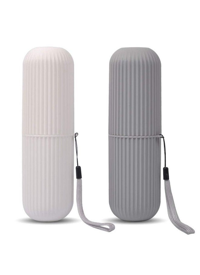 UCEC UCEC Toothbrush Case for Traveling, Portable Toothbrush Holders Travel Case, Toothbrush Holders for Travel, Camp, Home, School, Business, Bathroom, 2 Pack (Grey, White)  - Image 1
