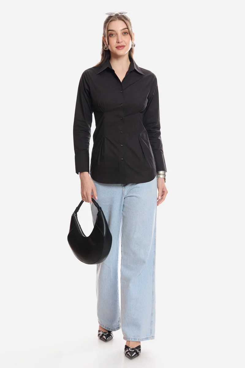 Virgio Solid Cotton Slim Fit Shirt for Women
