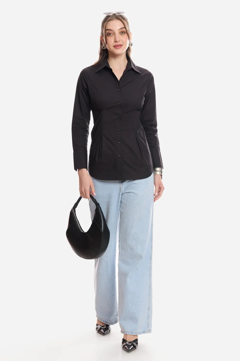 فيرجيو Solid Cotton Slim Fit Shirt for Women