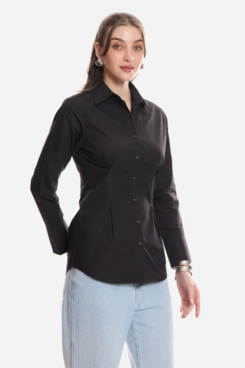 Virgio  Solid Cotton Slim Fit Shirt for Women for Women | Best Price UAE