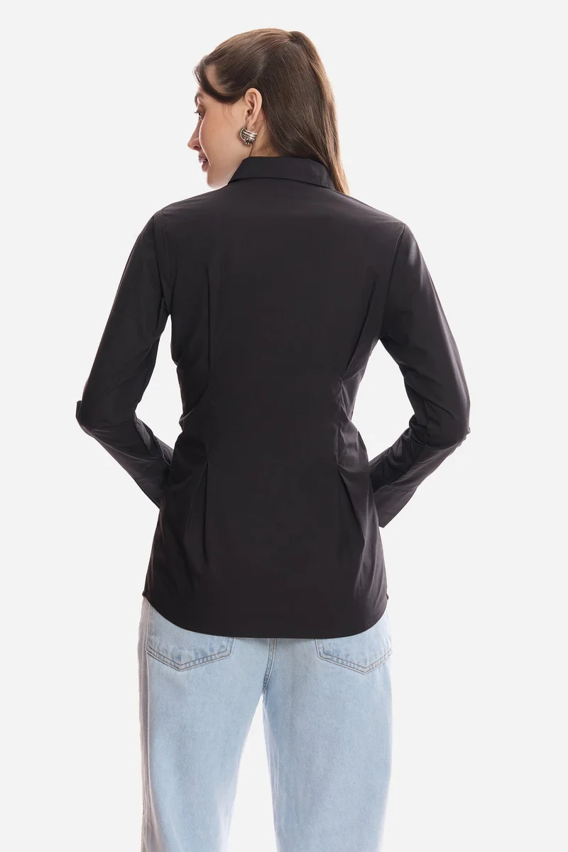 Virgio  Solid Cotton Slim Fit Shirt for Women for Women | Best Price UAE