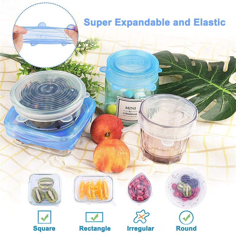 EAYIRA Microwave Safe Silicone Stretch Lids reuseable Flexible Covers for Rectangle, Round, Square Bowls, Dishes, Plates, Cans, Jars, Glassware and Mugs (Free Size) - Set of 6 - Image 4