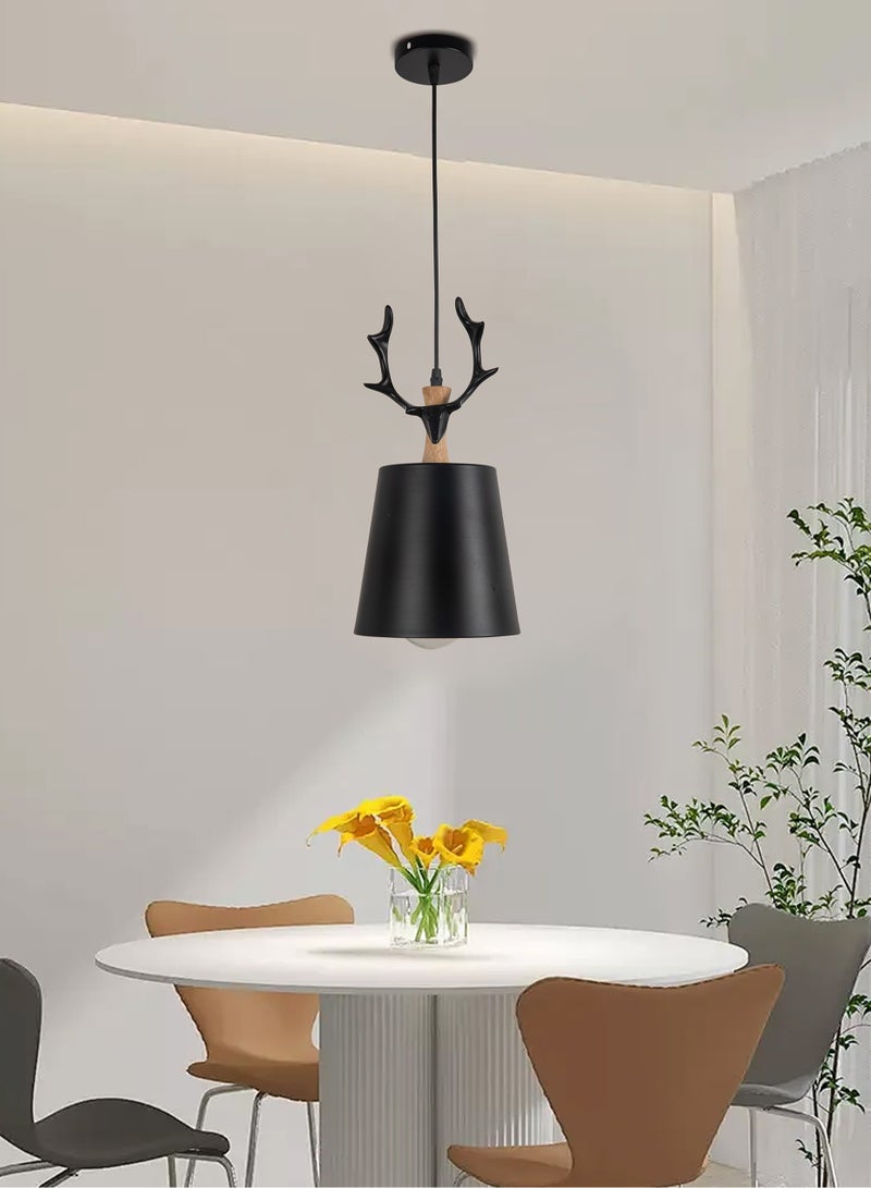 Best Power Single Modern Ceiling Pendant Lamp Creative Deer Antler Chandelier Shade Indoor Hanging Light - Black - Image 3