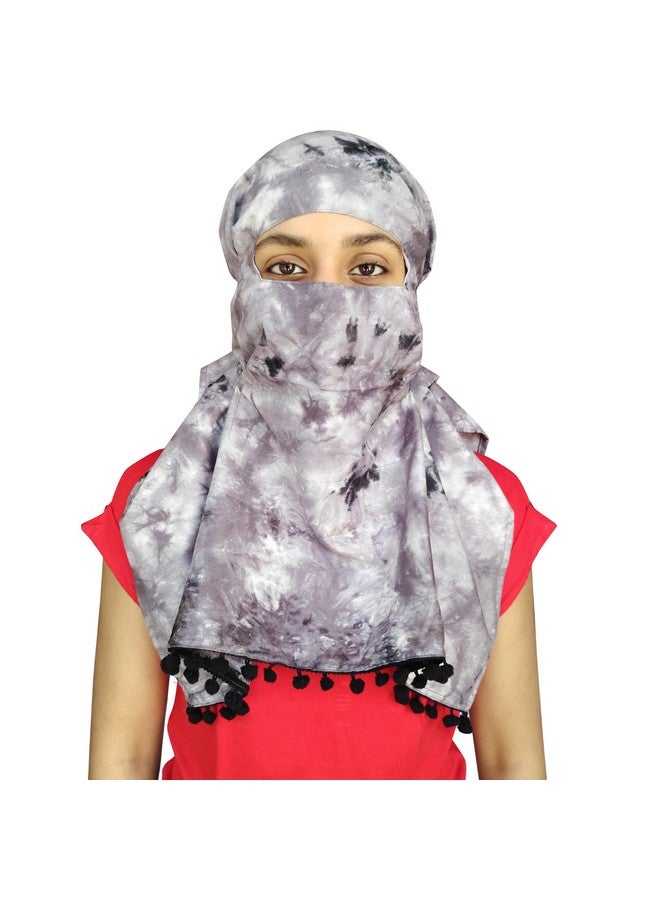 Switchon Rayon Mill Tie Dye Innovative Scarf For Female With Closer 4 Inch Hook And Loop Tape Size Adjustable (Gray) - Image 1