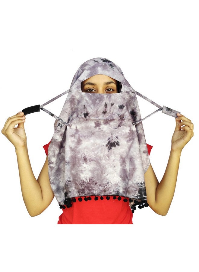 Switchon Rayon Mill Tie Dye Innovative Scarf For Female With Closer 4 Inch Hook And Loop Tape Size Adjustable (Gray) - Image 4