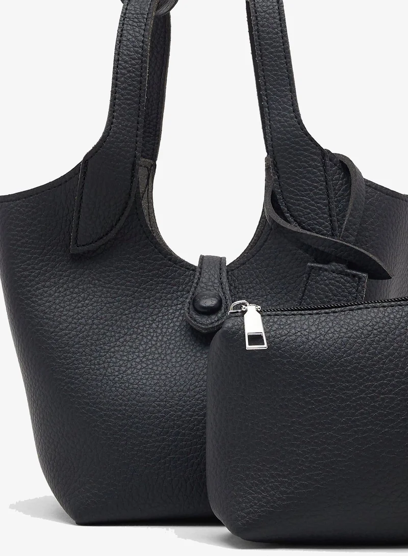 Ginger Black bucket bag with strap and pouch insert for Women | Best Price UAE