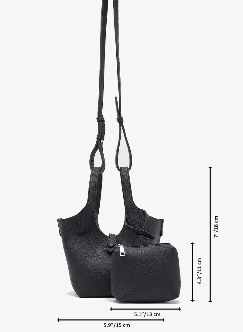 Ginger Black bucket bag with strap and pouch insert for Women | Best Price UAE