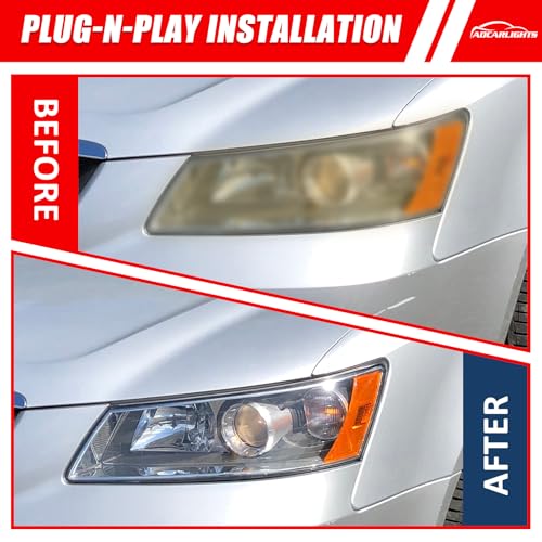 ADCARLIGHTS Headlight Compatible with 2006 2007 2008 Hyundai Sonata Headlamp with Black Housing Amber Reflector Headlamp Replacement Pair (Black Housing Amber Reflector Clear Lens)（W/O Bulbs） - Image 4