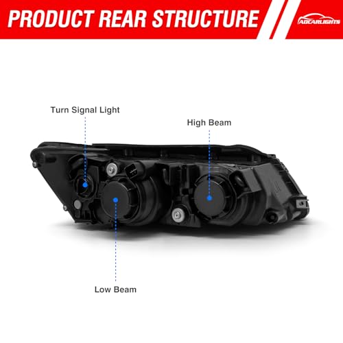 ADCARLIGHTS Headlight Compatible with 2006 2007 2008 Hyundai Sonata Headlamp with Black Housing Amber Reflector Headlamp Replacement Pair (Black Housing Amber Reflector Clear Lens)（W/O Bulbs） - Image 3