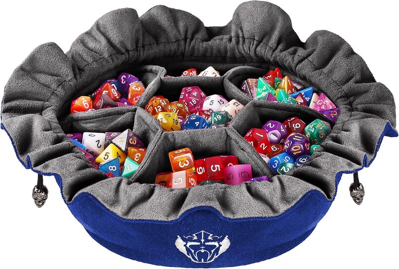 CARDKINGPRO Immense Dice Bags with Pockets - Blue - Capacity 150+ Dice - Great Organizer for Dice Hoarders, Perfect for Dungeons and Dragons [Patented Design] - Image 1