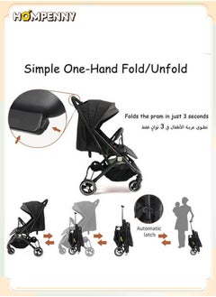 Hompenny Travel Lightweight Baby Stroller｜One-Hand Fold · Large Wheels with Suspension · Anti-Tip Safety · Pull-to-Go Design for Easy Outings  - Image 2