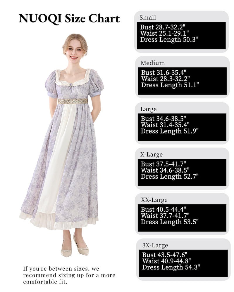 Nuoqi Regency Dress for Women 1800s Empire Waist Victorian Ball Gowns with Shawl XXL - Image 4