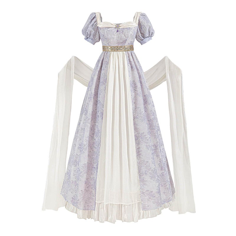 Nuoqi Regency Dress for Women 1800s Empire Waist Victorian Ball Gowns with Shawl XXL - Image 1