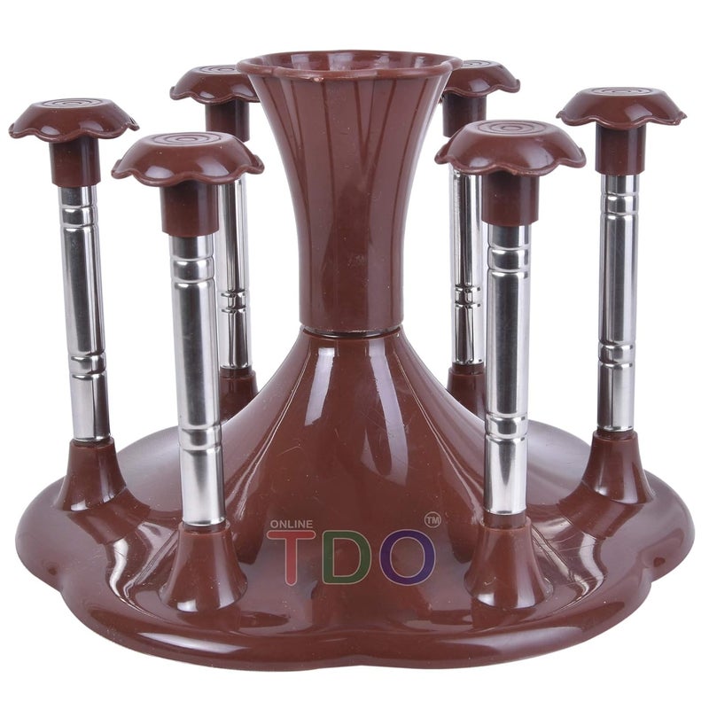 TDO Glass and Spoon Organiser for 6 Glasses and Cutlery Glass Stand Made Stainless Steel and Virgin Plastic COFFEE - Image 1
