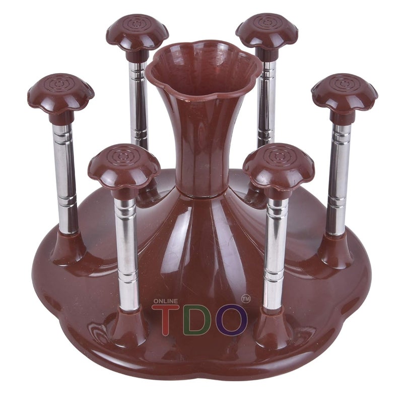 TDO Glass and Spoon Organiser for 6 Glasses and Cutlery Glass Stand Made Stainless Steel and Virgin Plastic COFFEE - Image 2