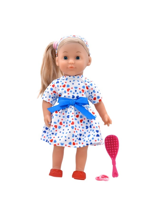 dolls world Charlotte 14 inch Soft Doll Sleeping Eyes With Hair & Accessories from Peterkin gift for kids of Age above 18 months  - Image 3
