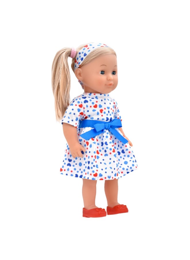 dolls world Charlotte 14 inch Soft Doll Sleeping Eyes With Hair & Accessories from Peterkin gift for kids of Age above 18 months  - Image 4