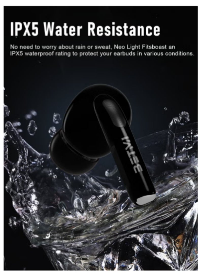 BETMI - BETMI - True Wireless Earbuds - Fully In-Ear Bluetooth5.4 Headphones, IPX5 Waterproof TWS With Dual Mic For Sport, Light-Weight Earphones Playtime 40+Hours with Charging Case For Android iOS/iPhone - Black - Image 1