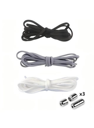 3Pair Tieless Elastic Shoe Laces, No Tie Shoelaces One Size Fits All Adult Kids Strong Lock Shoestrings(3clours)