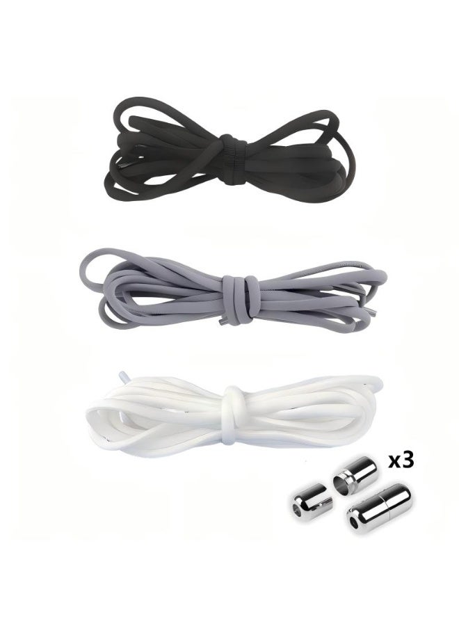 3 أزواج من أربطة الأحذية المرنة بدون رباط، أربطة أحذية بدون رباط مقاس واحد يناسب جميع البالغين والأطفال، أربطة أحذية قوية (3 ألوان) - Image 1