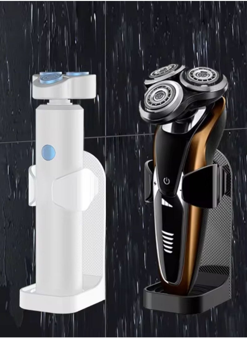 Zalcoon Adjustable Electric Shaver Holder Wall Mount, 3-Pack Nailless Glue Razor Holder, Electric Toothbrush Holder, White Bathroom Shower Electric Shaver Holder  - Image 1