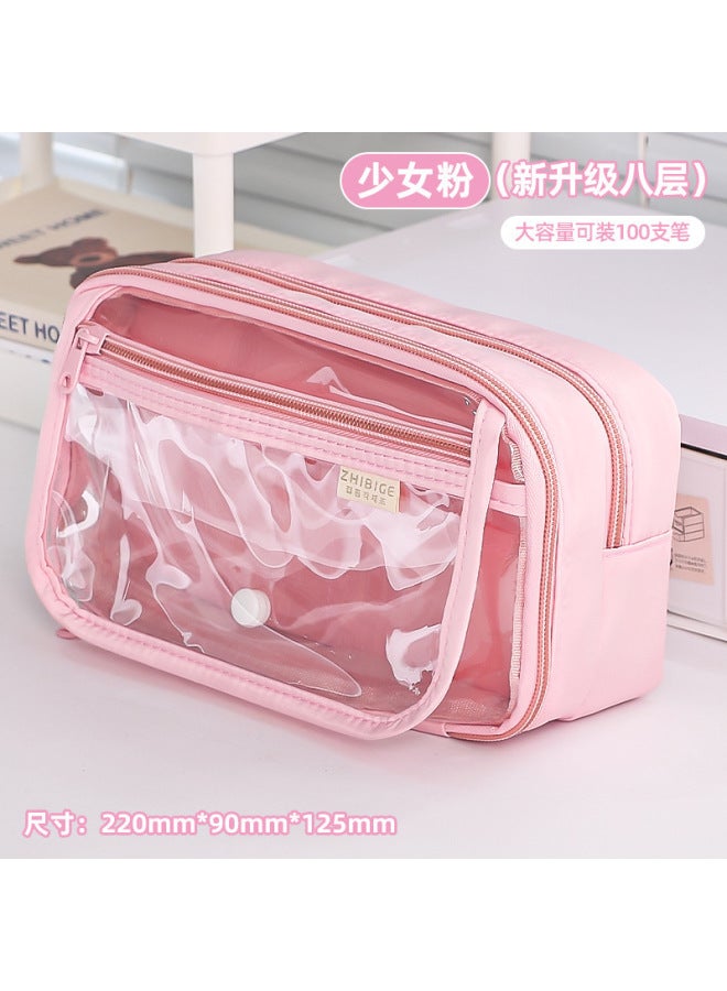 Transparent Pencil Case, Trendy And Stylish For Girls, Large Capacity, Can Hold Badges And Small Cards, Unique Stationery Box For Middle School Students
