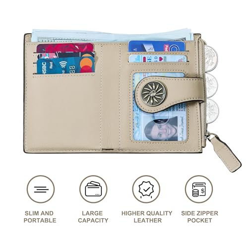 Tipmile محفظة صغيرة للنساء من تيبمايل، قابلة للطي، مع حماية RFID، حاملة بطاقات جلدية مع جيب بسحاب للنقود - Image 5
