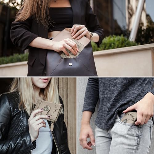 Tipmile محفظة صغيرة للنساء من تيبمايل، قابلة للطي، مع حماية RFID، حاملة بطاقات جلدية مع جيب بسحاب للنقود - Image 4
