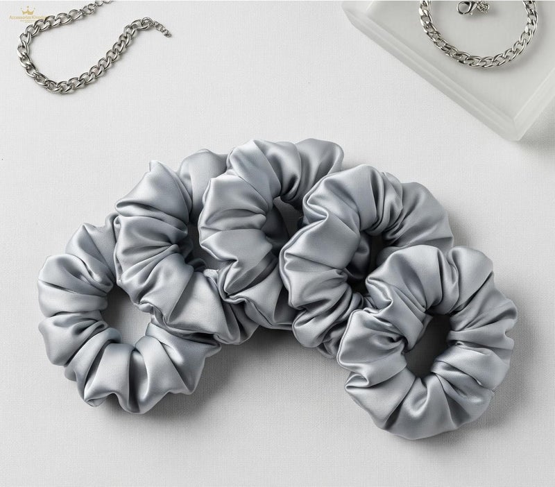 Accessorize Kingdom Premium Hair Scrunchie for Women| Scrunchies for Girls | Scrunchies for Thick, Curly, & Fine Hair | Soft & Smooth Hair Ties (sterling, Pack of 12) - Image 2