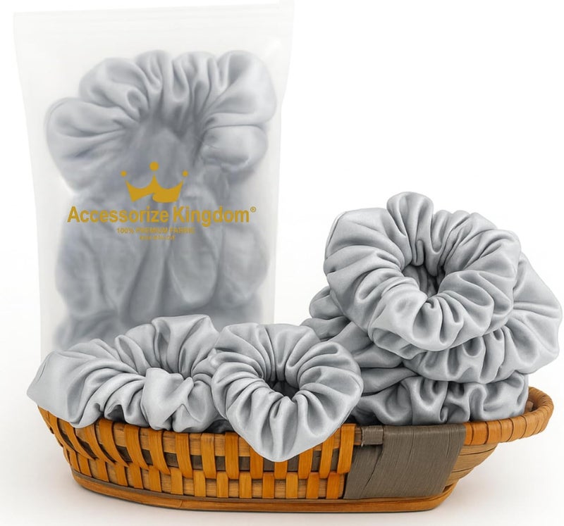 Accessorize Kingdom Premium Hair Scrunchie for Women| Scrunchies for Girls | Scrunchies for Thick, Curly, & Fine Hair | Soft & Smooth Hair Ties (sterling, Pack of 12) - Image 1