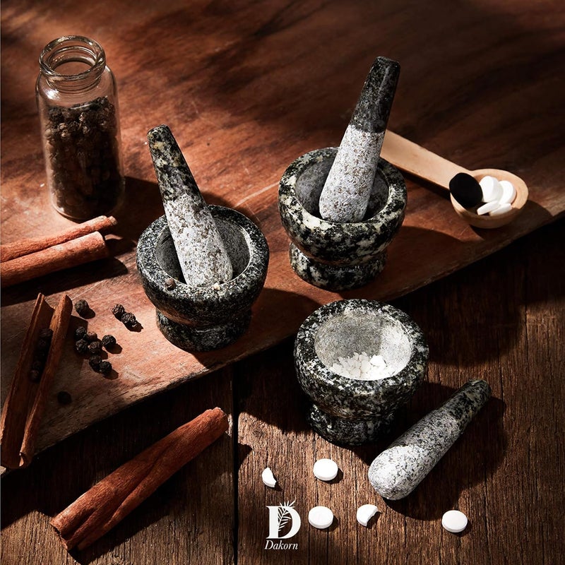 Dakorn طقم مدقة وهاون، جرانيت مع داخل غير مصقول، حجم صغير، 1.9" - Image 3