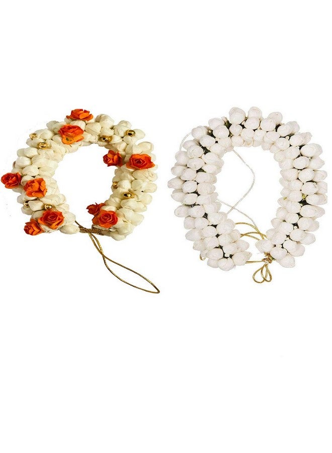 Arooman™ Hair Bun Mogra Flower Gajra Artificial Flower Gajra combo for Women (Pack 02, Multicolor)