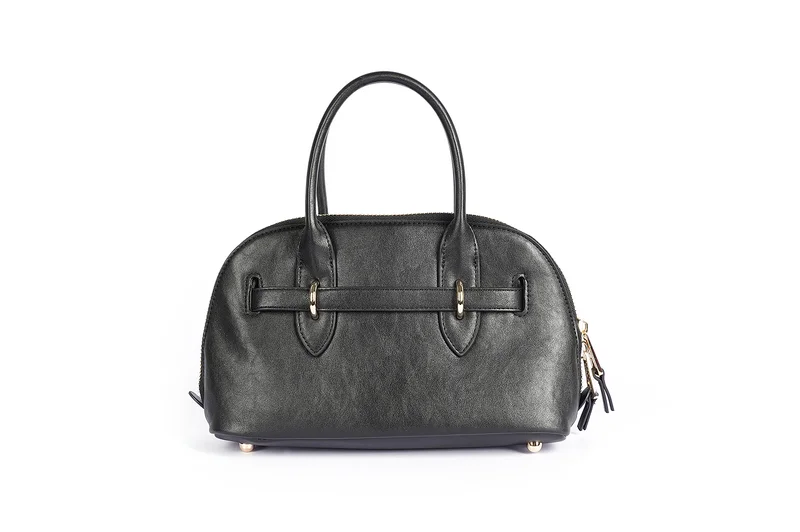 كابلي حقيبة يد دائرية من الجلد الصناعي بتصميم الساتشل